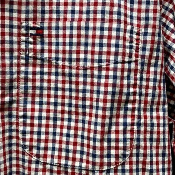 Tommy Hilfiger Shirt Men's Small Red White Blue Plaid Long Sleeve Button Up EUC - Picture 5 of 13